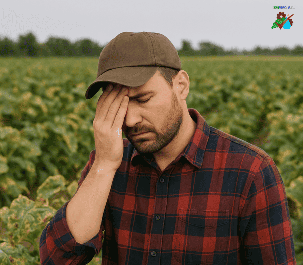 Agricultor con enfermedades en sus cultivos